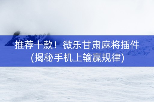 推荐十款！微乐甘肃麻将插件(揭秘手机上输赢规律)