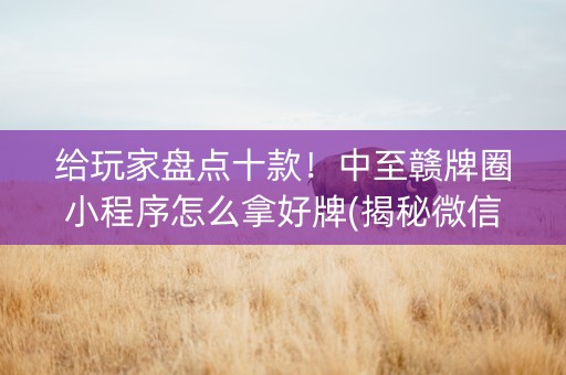 给玩家盘点十款！中至赣牌圈小程序怎么拿好牌(揭秘微信里赢牌的技巧)