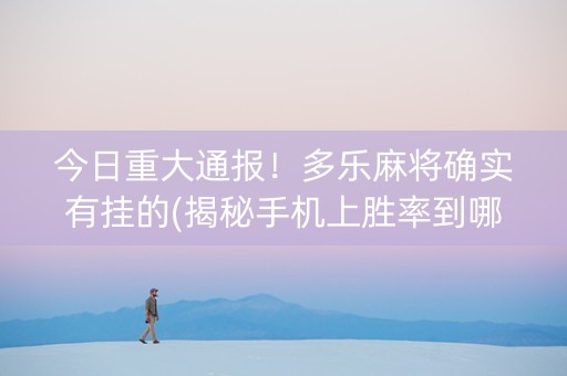 今日重大通报！多乐麻将确实有挂的(揭秘手机上胜率到哪调)