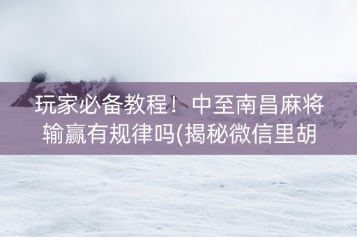 玩家必备教程！中至南昌麻将输赢有规律吗(揭秘微信里胡牌技巧)