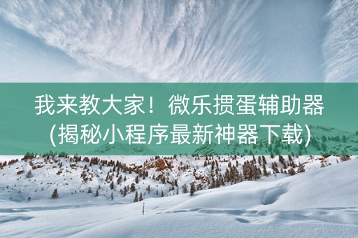 我来教大家！微乐掼蛋辅助器(揭秘小程序最新神器下载)