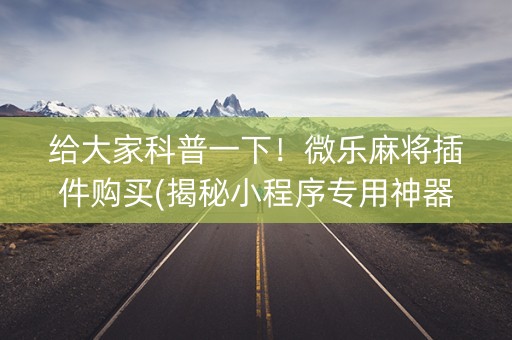 给大家科普一下！微乐麻将插件购买(揭秘小程序专用神器)