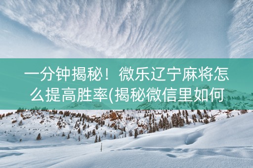 一分钟揭秘！微乐辽宁麻将怎么提高胜率(揭秘微信里如何让牌变好)