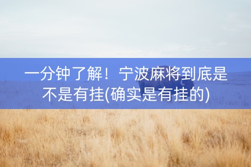 一分钟了解！宁波麻将到底是不是有挂(确实是有挂的)