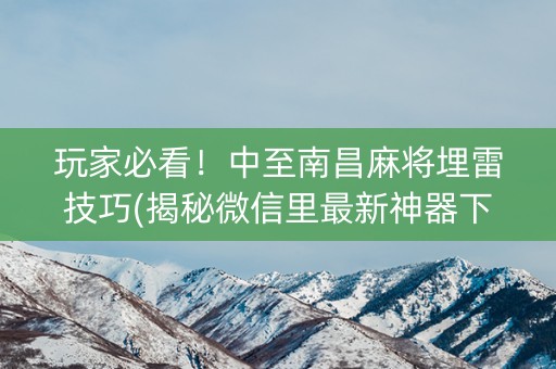 玩家必看！中至南昌麻将埋雷技巧(揭秘微信里最新神器下载)
