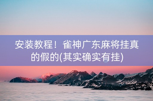安装教程！雀神广东麻将挂真的假的(其实确实有挂)