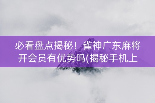 必看盘点揭秘！雀神广东麻将开会员有优势吗(揭秘手机上输赢规律)