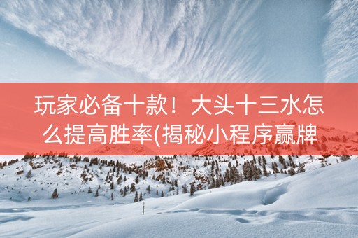 玩家必备十款！大头十三水怎么提高胜率(揭秘小程序赢牌技巧)