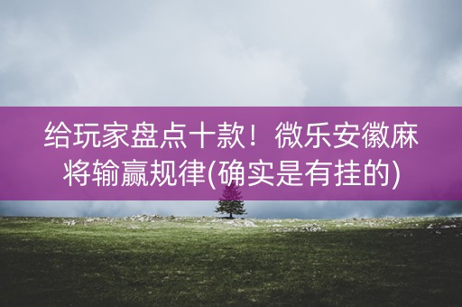 给玩家盘点十款！微乐安徽麻将输赢规律(确实是有挂的)