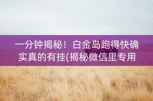 一分钟揭秘！白金岛跑得快确实真的有挂(揭秘微信里专用神器)