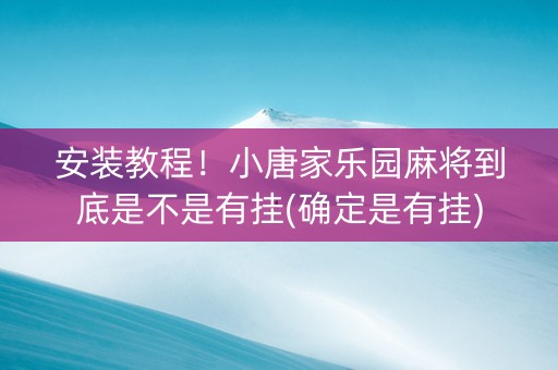安装教程！小唐家乐园麻将到底是不是有挂(确定是有挂)