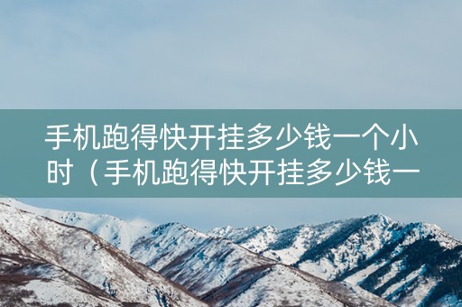 手机跑得快开挂多少钱一个小时（手机跑得快开挂多少钱一个小时啊）