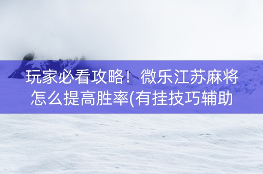 玩家必看攻略！微乐江苏麻将怎么提高胜率(有挂技巧辅助器)