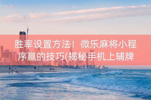 胜率设置方法！微乐麻将小程序赢的技巧(揭秘手机上辅牌器)