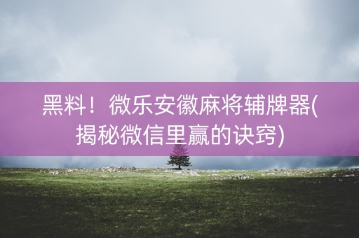 黑料！微乐安徽麻将辅牌器(揭秘微信里赢的诀窍)