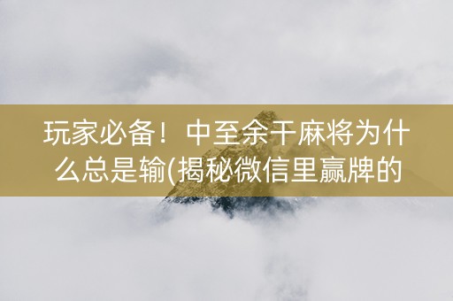 玩家必备！中至余干麻将为什么总是输(揭秘微信里赢牌的技巧)