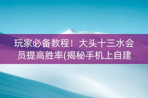 玩家必备教程！大头十三水会员提高胜率(揭秘手机上自建房怎么赢)