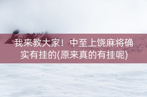 我来教大家！中至上饶麻将确实有挂的(原来真的有挂呢)