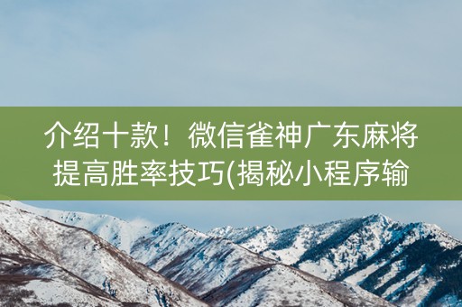 介绍十款！微信雀神广东麻将提高胜率技巧(揭秘小程序输赢规律)