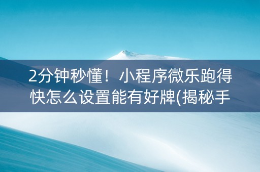 2分钟秒懂！小程序微乐跑得快怎么设置能有好牌(揭秘手机上攻略插件)