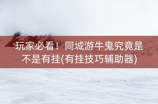 玩家必看！同城游牛鬼究竟是不是有挂(有挂技巧辅助器)