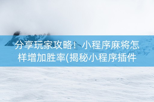 分享玩家攻略！小程序麻将怎样增加胜率(揭秘小程序插件购买)