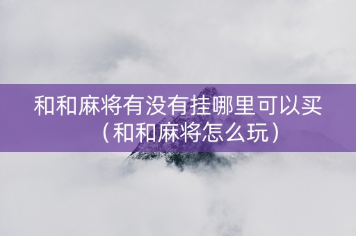 和和麻将有没有挂哪里可以买（和和麻将怎么玩）