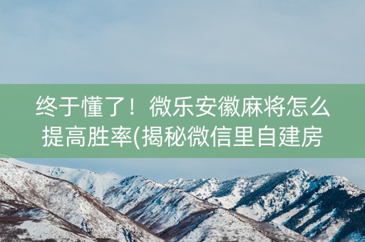 终于懂了！微乐安徽麻将怎么提高胜率(揭秘微信里自建房怎么赢)