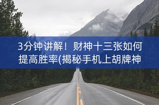 3分钟讲解！财神十三张如何提高胜率(揭秘手机上胡牌神器)