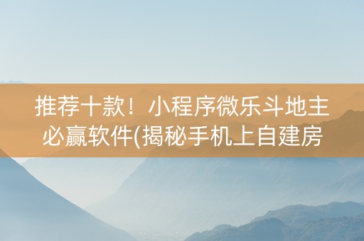 推荐十款！小程序微乐斗地主必赢软件(揭秘手机上自建房怎么赢)