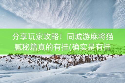 分享玩家攻略！同城游麻将猫腻秘籍真的有挂(确实是有挂)