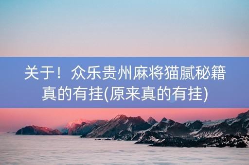 关于！众乐贵州麻将猫腻秘籍真的有挂(原来真的有挂)