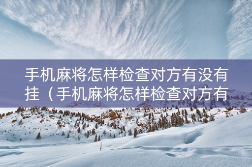 手机麻将怎样检查对方有没有挂（手机麻将怎样检查对方有没有挂牌）