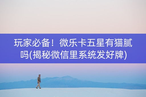 玩家必备！微乐卡五星有猫腻吗(揭秘微信里系统发好牌)
