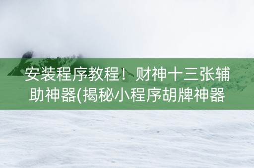 安装程序教程！财神十三张辅助神器(揭秘小程序胡牌神器)