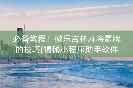 必备教程！微乐吉林麻将赢牌的技巧(揭秘小程序助手软件)
