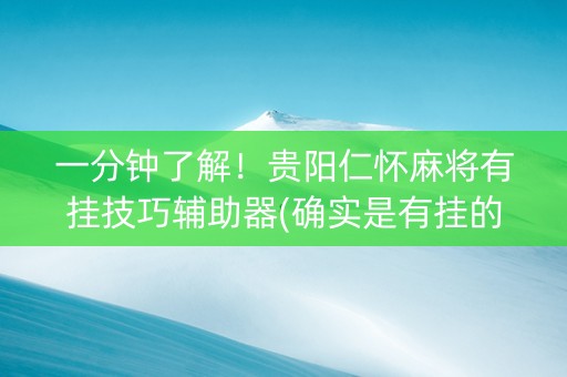 一分钟了解！贵阳仁怀麻将有挂技巧辅助器(确实是有挂的)