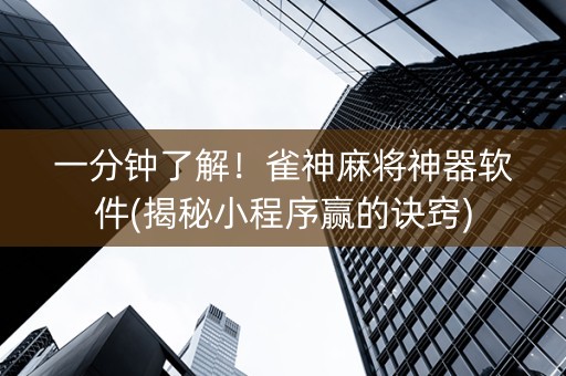 一分钟了解！雀神麻将神器软件(揭秘小程序赢的诀窍)