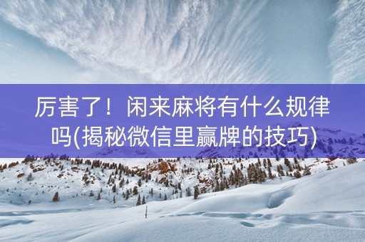 厉害了！闲来麻将有什么规律吗(揭秘微信里赢牌的技巧)