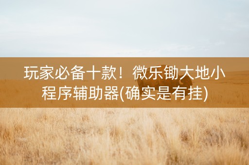 玩家必备十款！微乐锄大地小程序辅助器(确实是有挂)