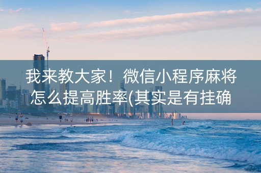 我来教大家！微信小程序麻将怎么提高胜率(其实是有挂确实有挂)