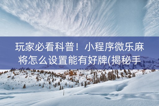 玩家必看科普！小程序微乐麻将怎么设置能有好牌(揭秘手机上规律攻略)