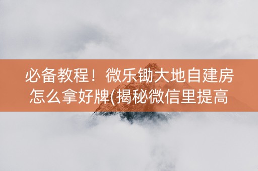 必备教程！微乐锄大地自建房怎么拿好牌(揭秘微信里提高胜率)