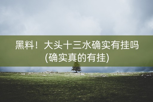 黑料！大头十三水确实有挂吗(确实真的有挂)
