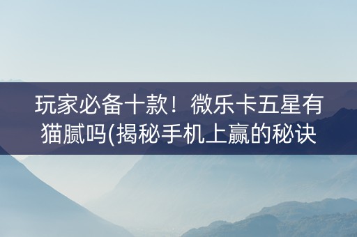 玩家必备十款！微乐卡五星有猫腻吗(揭秘手机上赢的秘诀)