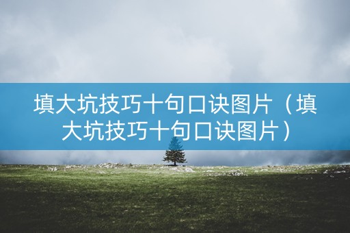 填大坑技巧十句口诀图片（填大坑技巧十句口诀图片）