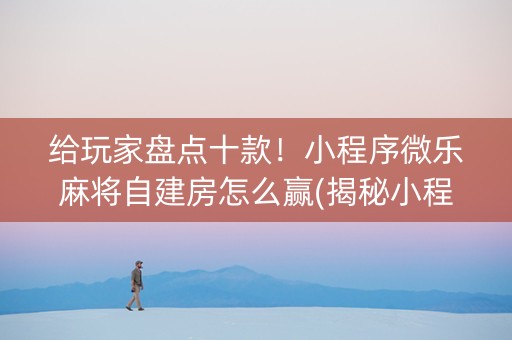 给玩家盘点十款！小程序微乐麻将自建房怎么赢(揭秘小程序赢牌的技巧)