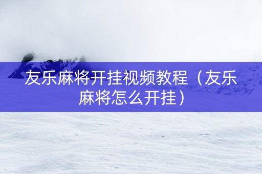 友乐麻将开挂视频教程（友乐麻将怎么开挂）