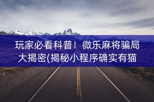 玩家必看科普！微乐麻将骗局大揭密(揭秘小程序确实有猫腻)