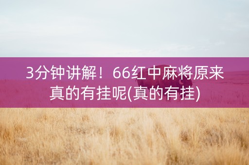 3分钟讲解！66红中麻将原来真的有挂呢(真的有挂)